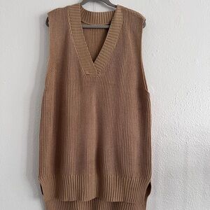 Tan Knit Sleeveless Sweater Vest